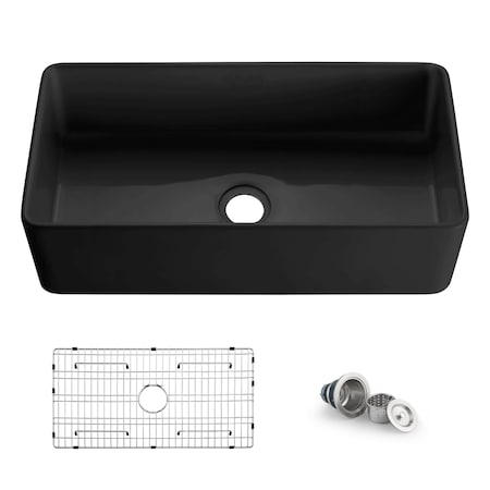 Kibi Pure 36 Fireclay Kitchen Farmhouse Apron Front Single Bowl Sink - Matte Black K2-SF36MB
